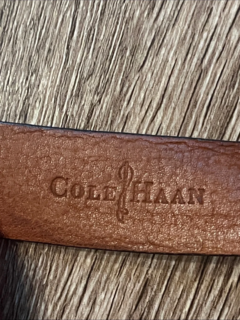 Cole Haan Dark Brown Leather Belt with Brass Buckle